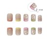 Embossed Water Ripples Press On Nails French Tip Summer Cute Fake Nails Acrylic Square False Stick on Nails Hibiscus Floral Full Cover Acrylic Nails Press ons Glue on Nails for Women Girls Manicure