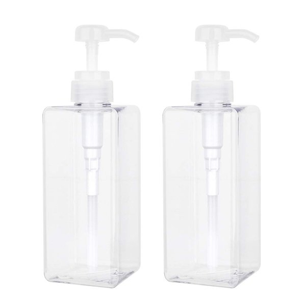 22oz / 650ml Empty Plastic Pump Bottles, Refillable Lotion Soap Dispenser Liquid Container for Kitchen or Bathroom Soaps Shampoo and Body Wash, 2 Pack Clear