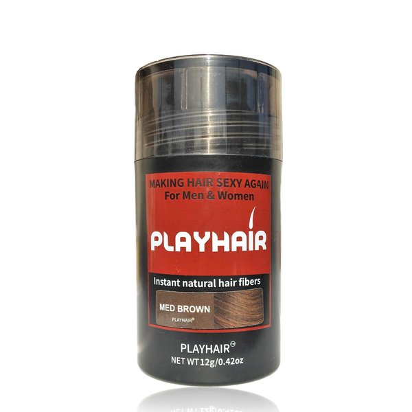 Hair Building Fibers 100% Natural Keratin to Conceal Bald spot instantly Thinning Hair, & Cover Up in 7 colors by PLAYHAIR (Medium Brown)