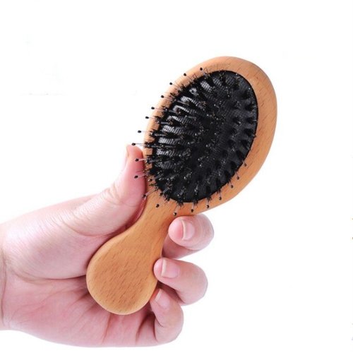 Hair Brush Mini Boar Bristle Hairbrush for Thick Curly Thin Long Short Wet or Dry Hair Detangle Massage Add Shine, Pocket Travel Small Paddle Hair Brush for Men Women Adults