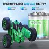 Remote Control Car, RC Cars with Strip Lights and Headlight, 2 Hours Long Battery Life, 4WD Double-Sided 360° Flips Rotating Stunt RC Car Toys, Birthday Gift for Boys Girls (Green)