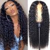 BASEMMAHER Lace Front Wigs Deep Wave Human Hair Pre-Plucked Glueless Artificial Body Wave Frontal Wigs Curly Wigs HD Transparent Wig for Black Women Daily Party Use 26 Inch