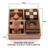 BSIRI Wooden Puzzle Box Set (4 Games) - Challenging Brain Teasers 3D Puzzles for Adults, Interlocking Games for IQ Test. Ideal for Rustic Patio Decor, Unique Gift for Christmas and Birthdays