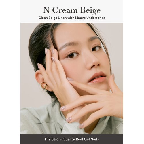 ohora Semi Cured Gel Nail Strips (N Cream Beige) - Works with Any Nail Lamps, Salon-Quality, Long Lasting, Easy to Apply & Remove - Includes 2 Prep Pads, Nail File & Wooden Stick - Beige