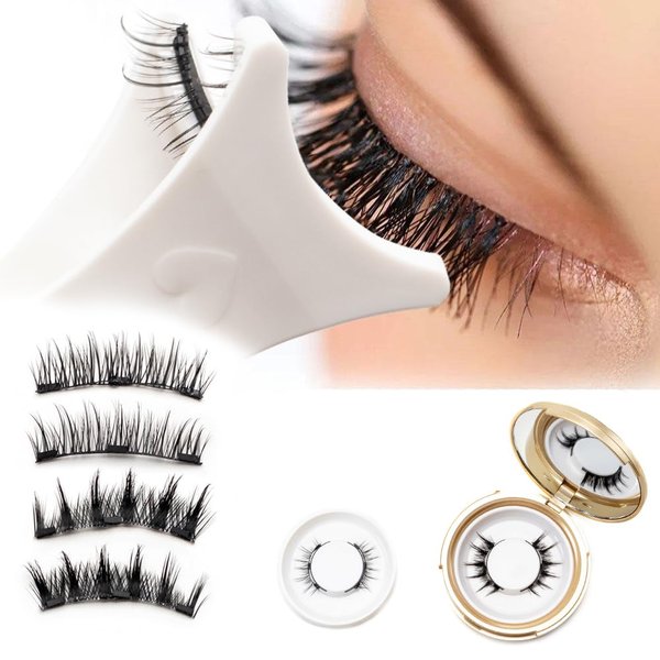 VSONYAN 2Pair Magnetic Eyelashes,Natural and Bushy, Reusable Magnetic Eyelashes with Applicator No Glue, magnetic lashes with applicator, Black