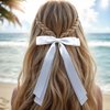 JGQUR Hair Ribbons for Women Long Tail Hair Bow Clips,Coffee Camel Beige White Ribbon for Women's Hair,Barrettes Hair Accessories for Woman Girls Pack of 4