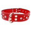 Dogs My Love Genuine Red Leather Rhinestone Dog Collar 1.6x27 Fits 19"-24" Neck