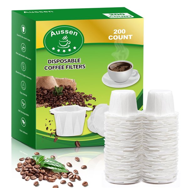 Aussen Disposable Coffee Paper Filters Replacement Kerig Filter Fit All Keurig Single Serve Filter Brands Compatible with Reusable Single Serve Pods Keurig Coffee Maker 200 Count