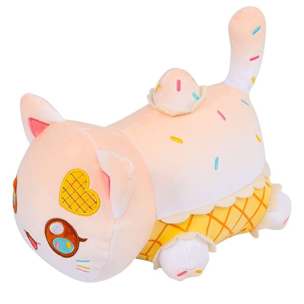 Womise Ice Cream Cat Stuffed Animal Plush,Cat Food Plushies Cat Mee-Meow, Cute Anime Cartoon Cat Stuffed Animal Figure Toy Plush Pillow Gift for Kids and Festival Gift
