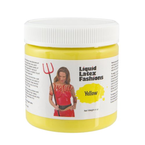 Liquid Latex Fashions Ammonia Free Liquid Latex for Adults and Kids, Face and Body Latex Paint, Ideal for Parties and Cosplay, Super Flexible, Yellow- 4 Oz