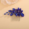 Teyglen Rhinestone Wedding Hair Comb Blue Crystal Bridal Hair Piece Crystal Bride Wedding Hair Comb Sparkly Rhinestone Headpiece Hair Accessories for Women Girls (Blue)