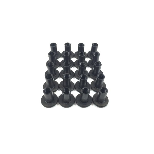 Gun Guy Gear - Open Back Screw Posts Black Finish 20 Pk Leathercraft & Kydex Holster Screw Posts (3/8")