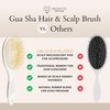 Snow Fox Skincare Gua Sha Hair Brush - White Edition. Scalp Massage Comb with Gold-Plated Metal Bristles for Healthy Follicles. Soothing Gua Sha Acupressure Tool for All Hair Types
