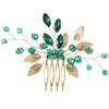 Sparkly Wedding Hair Combs, Crystal Flower Hair Clips Bride Bridesmaid Hair Sides Comb Rhinestone Barrettes, Crystal Hair Pins Hair Accessories for Women Girls (Green)