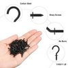 RELBRO 100 Pcs Small Screw Hooks, 1/2 Inch Black Mini Screw in Jewelry Hooks Tiny Metal Screw Wood Ceiling Wall Hooks for Jewelries Crafts Keys Caps Plants String Lights Wreaths