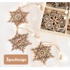 ilauke 12pcs Wooden Snowflakes Decorations 3 inch Christmas Ornaments Wood Hanging Ornament Rustic Farmhouse Christmas Craft Supplies