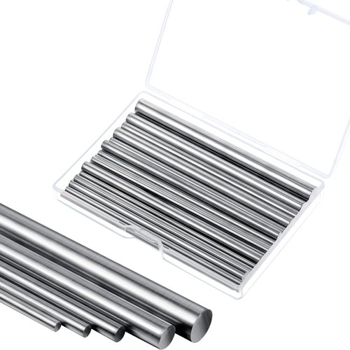 24 Pieces 304 Stainless Steel Round Rods Bar Assorted Diameter 1.5-8 mm for 100 mm Length Stainless Steel Rod for Drift Punches Various Shaft DIY Craft Model Plane Model Ship Model Cars