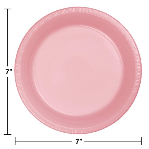 Creative Converting Touch of Color Plastic Lunch Plates Party Supplies, 7", Classic Pink