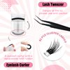 Self Adhesive Lash Clusters Kit Flu-ffy 8-16mm No Glue Lashes Press On Lashes, 60 Pcs Glueless DIY Eyelash Extensions Kit Pre Bonded Lash Clusters with Eyelash Curler and Lash Tweezers(No Glue FD24)