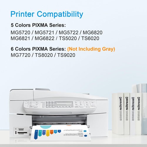 PGI-270XL CLI-271XL Ink Cartridges Replacement for Canon 270 271 Ink Cartridge 5 Color to use with MG6820 MG6821 MG6822 MG5720 MG5721 MG5722 TS5020 TS6020 Printer 5Pack