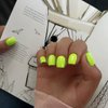 KQueenest Neon Green Square Press on Nails Short,Gel Fake Nails Short Coffin,Pure Vibrant Color Natural Petite Nails,Solid Stick on Nails Press on for Women Daily Office Manicure