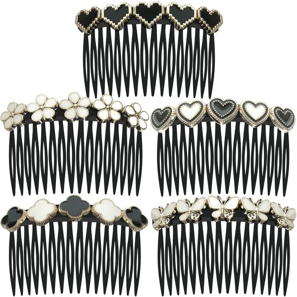MARY LAVENDER Side Hair Comb for French Twist Bangs Hair Pin Clips Hair Accessories Decorative Comb for Women Kids Girls 5pcs