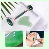 Quartz Rose Jade Roller and Gua Sha Facial Set Kit for Face Skincare, Stone Sculpting Tool, Massager Roller for Skin Care,Gift For Men And Women (Green)