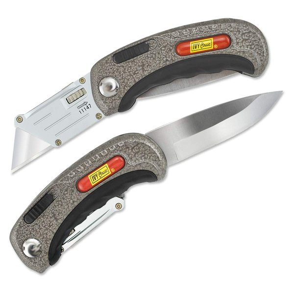 IVY Classic 11147 Hinge-Loc 2-in-1 Folding Sport/Utility Knife, 1/Card