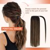 Ve Sunny Human Hair Ponytail Extension Dark Brown Ponytail Extension Human Hair Darkest Brown Ombre Medium Brown Clip Ponytail Extension Human Hair Wrap around Ponytail Adjustable 80g 18inch