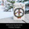Tree-Free Greetings Christmas Cards and Envelopes, Holiday Card Set, 5 x 7 Inch Cards, Holiday Box Set of 10, Peace Wreath, (HB93537)