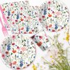 HIPVVILD Floral Party Decorations Tableware, Wildflower Party Supplies, Plate, Cup, Napkin, Tablecloth, Cutlery, Spring Summer Flower Party Decorations For Birthday Baby Shower Tea Party | Serve 24