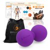 5BILLION FITNESS Peanut Massage Ball,Double Lacrosse Ball and Mobility Massage Ball for Physical Therapy - Deep Tissue Massage Tool for Myofascial Release, Muscle Relaxer, Acupoint Massage (Purple)