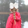7PCS Girls Hair Ties Grosgrain Ribbon Bows ​Elastic Hair Ties Ponytail Holders for Toddlers Kids Children Teen (White)