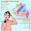 Karaoke Machine for Kids Adults, Portable Bluetooth Karaoke Microphone Singing Speaker with 1 Wireless Mics & LED Lights for All Smartphones, Best Gifts Toys for Girls and Boys, Family Home Party