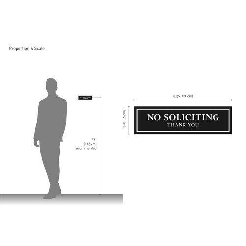 Kubik Letters Original No Soliciting Sign for House (with Strong Adhesive Tape) - No Soliciting Sign for Front Door - No Solicitors Sign for Front Door - No Solicitation Sign - Black 120 mil