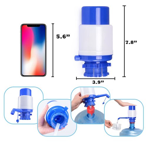 Water Bottles Pump Blue Manual Hand Pressure Drinking Fountain