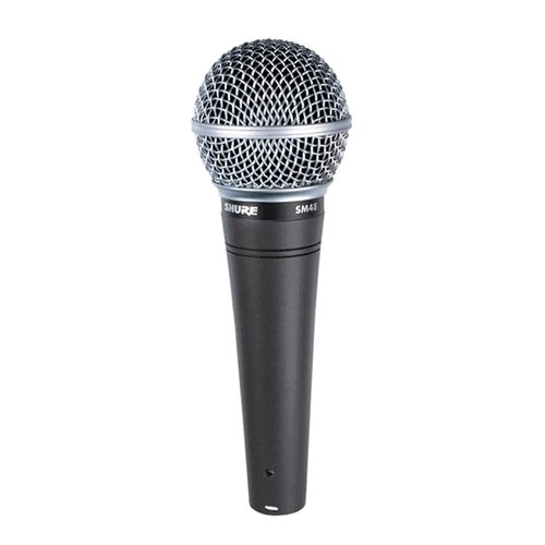 Shure SM48 Cardioid Dynamic Vocal Microphone with Shock-Mounted Cartridge, Steel Mesh Grille and Integral Pop Filter, A25D Mic Clip, Storage Bag, 3-pin XLR Connector, No Cable Included (SM48-LC)