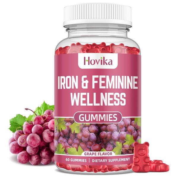 Iron & Hormone Balance for Women Gummies, 40mg Iron Supplement Anemia with multivitamin for Women, Zinc, Selenium, Iodine - for Iron Deficiency - Natural Hormonal Support for PMS, Vegan 60 Count