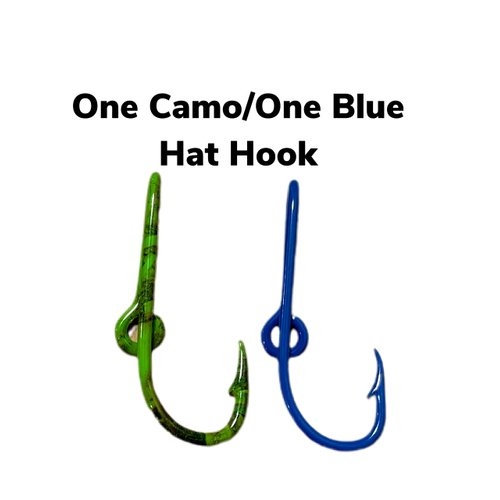 Custom Colored Eagle Claw Hat Fish Hooks for Cap -Set of Two Hat pins- One Blue and One Camo Hat Hook Money/Tie Clasp