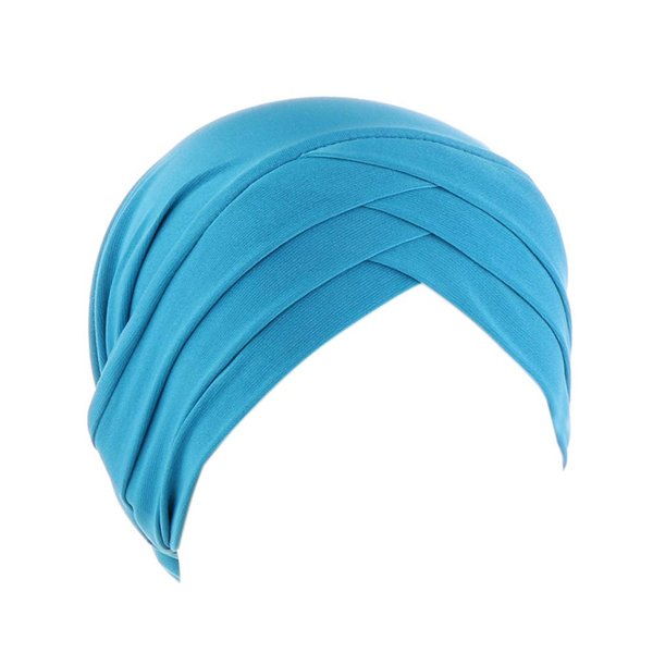 Fxhixiy Hijab Chemo Cancer Beanies Turbans Hats Cap Twisted Hair Cover Headwrap Turban Headwear for Women (Lake Blue)