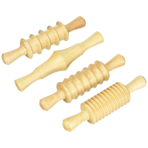 Creativity Street AC3748DI Clay and Dough Pattern Rolling Pin Set, 8-1/4" Size, Wood (Pack of 4)