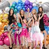 Winrayk Disco Party Decorations Birthday Supplies with Metallic Disco Balloon Garland Arch Kit Silver Sequin Backdrop Disco Ball Balloons for Adult Women Men 70s 80s 90s Disco Themed Party Decorations