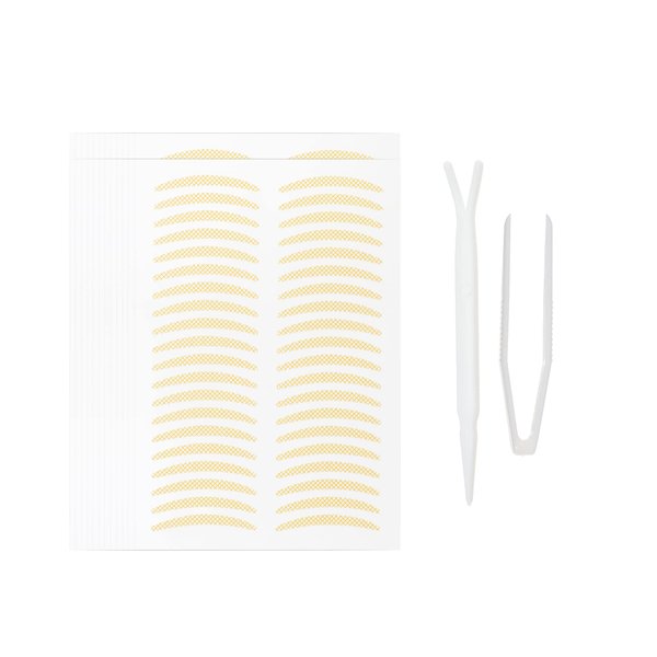 VOCOSTE Double Eyelid Stickers, 960 Pcs Invisible Eyelid Tape, Eye Lift Tape with a Fork, Tweezers, Suitable for Single Eyelid, Asymmetrical Eye, Droopy Eye,Beige
