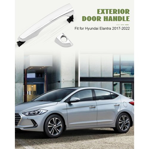 JUQAFY Exterior Door Handle Chrome Fit for Hyundai Elantra 2017 2018 2019 2020 2021 2022, Front Left Driver Side