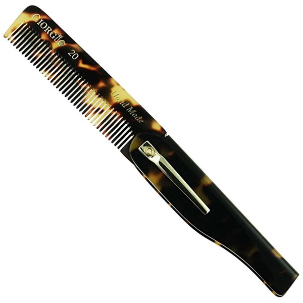 Giorgio G20 Folding Mustache and Beard Comb 6.5 Inch- Small Fine Tooth Pocket Comb for Everyday Hair Care - Sawcut and Hand Polished Pocket Comb and Styling Comb - Handcrafted Travel Comb