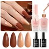 Beetles Chocolate Brown Gel Nail Polish, New Attitude Gel Polish Set, 2 Color Glitter Gel Nail Polish with Base&Top Coat for DIY Series Color Trend Set