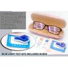 Women Anti Blue Light Glasses Block Eye Strain Glare with Case Tester, Gaming Computer Glasses Blue Light Block Glasses Filter UV Blocker Clear Lens Small Face Narrow Rectangle Nerd Frame Pink Black