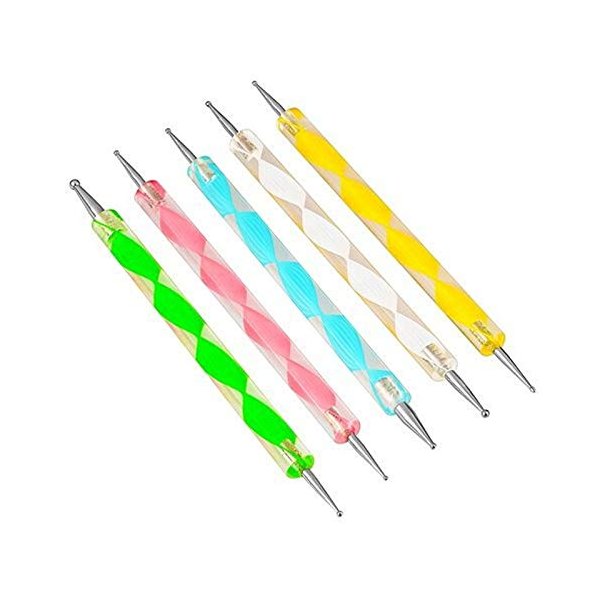 Goliton Nail Art Design Dotting Painting Drawing Polish Brush Pen Dotting Tools Set for Nail Art, Embossing Stylus for Painting (5PCS)