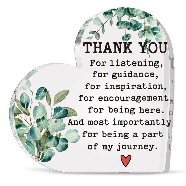 Thank You Gifts - Heart-Shaped Acrylic Desk Decor with Appreciation Message for Women, Teacher, Coworkers, Friend, Boss - Ideal Birthday, Christmas & Office Present for Teachers & Friends