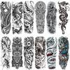 CUTELIILI Full arm temporary tattoo for Men,12sheets (L19“xW7”) Sleeve Tattoos temporary,Waterproof Terror Fake Tattoos That Look Real and Last long，Tiger Dragon Koi Evil Eyes